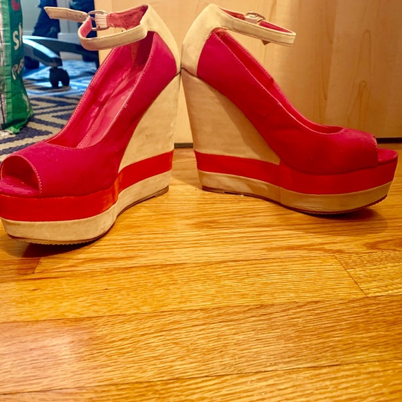 Platform Wedges Babydoll Peep toe from Dots Size 7 - Picture 5 of 6